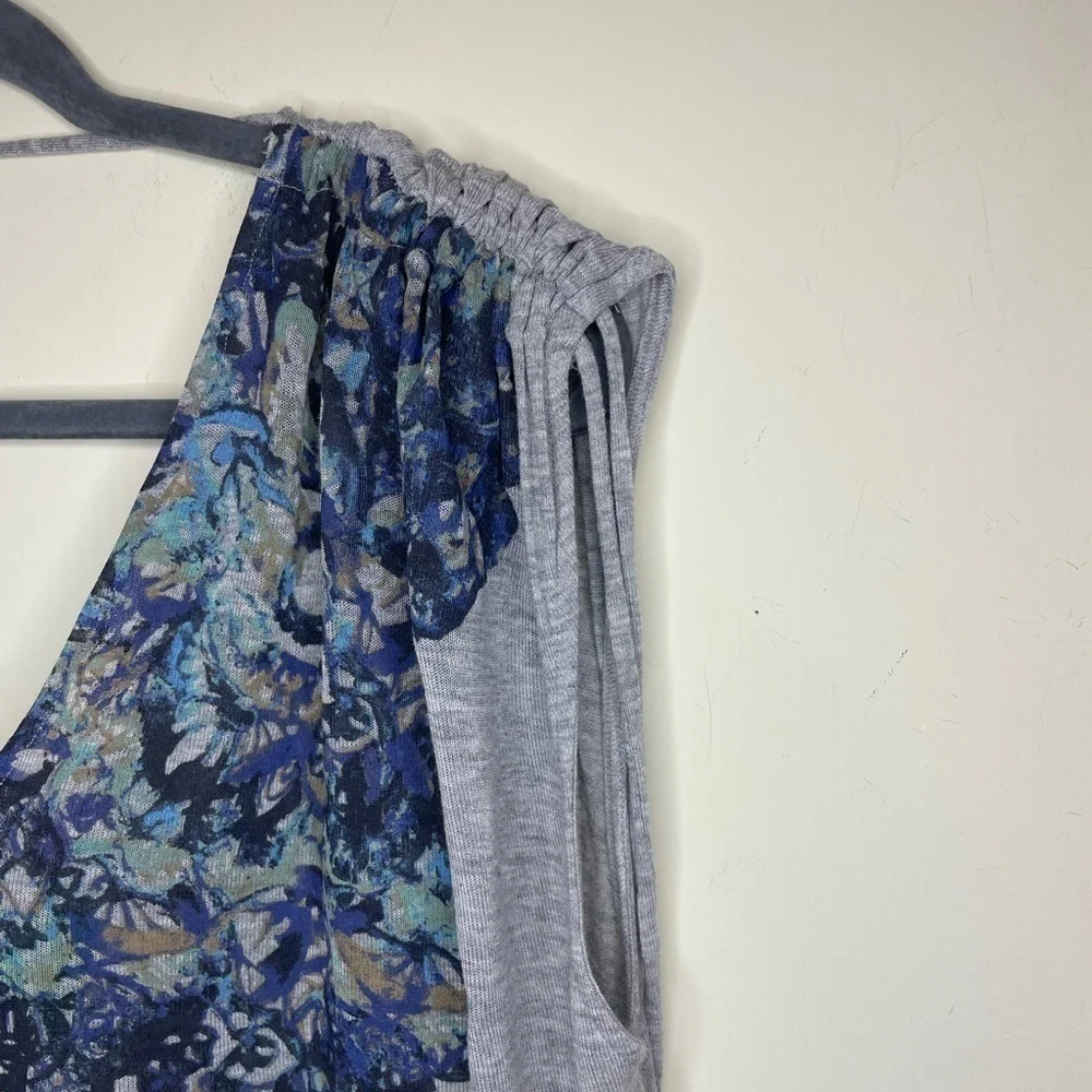 Free people moon dance abstract print on front solid print on back tee